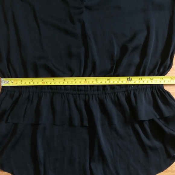 Black satin peplum top BR - Picture 4 of 6